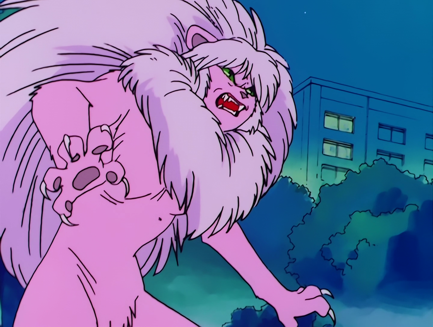 Falion, a Cardian from Sailor Moon episode 49. She’s a pink anthropomorphic lion, with a mane and hair that’s a lighter pink. That’s pretty much it.